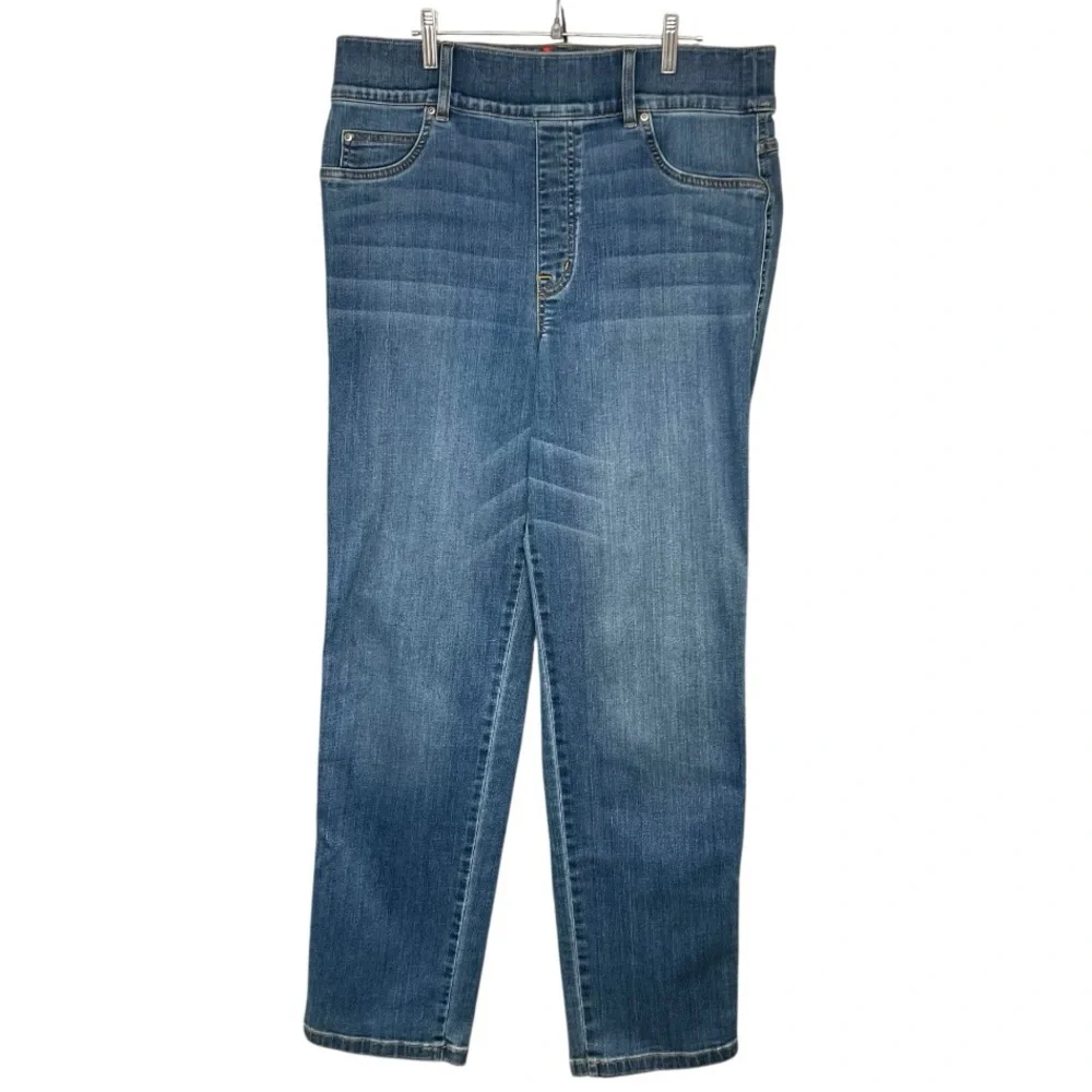 Spanx High Rise Straight Leg Pull On Stretch Jeans Vintage Indigo Womens 1X Tall - Picture 4 of 11